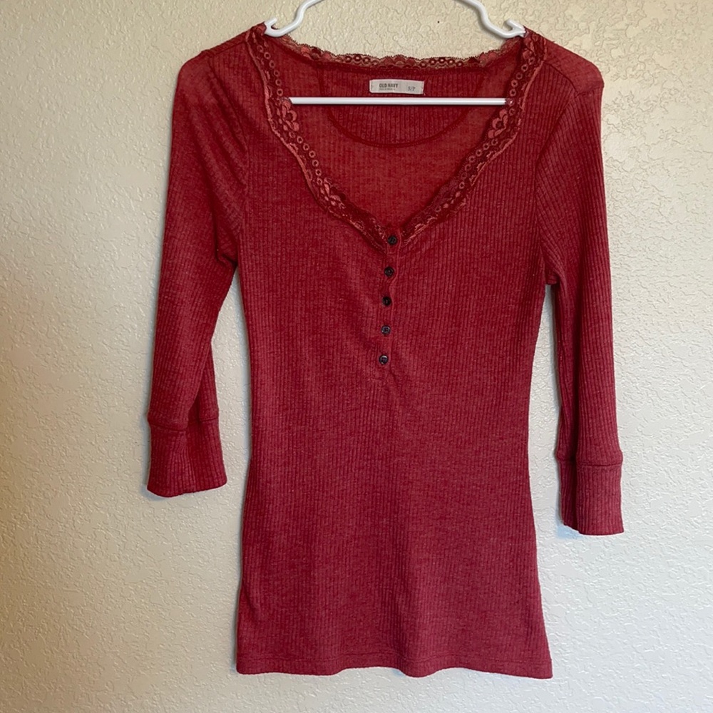 Old Navy Rust Orange 3/4 Sleeved Top